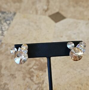 Minnie Mouse Earrings AB Aurora Borealis Crystal Rivoli Ears Head Bow Disney